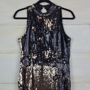 Zara Sequined black/gold bodycone dress. Size S
